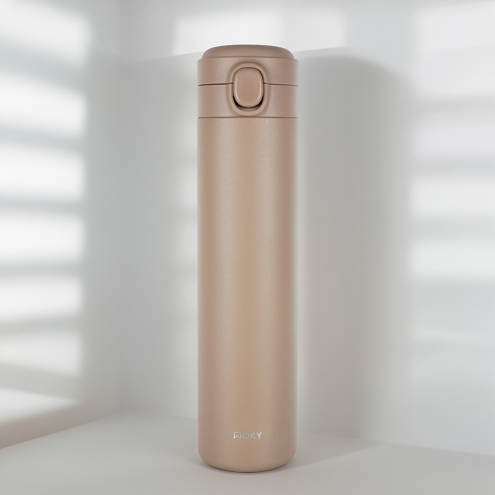 WOKY ワンプッシュタンブラー 600ml｜片手で飲める真空断熱ボトル・TICERAコーティング