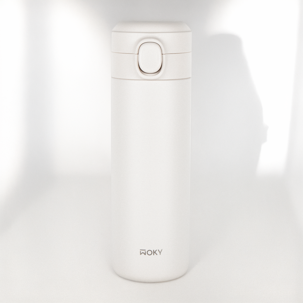 WOKY ワンプッシュタンブラー 400ml｜片手で飲める真空断熱ボトル・TICERAコーティング