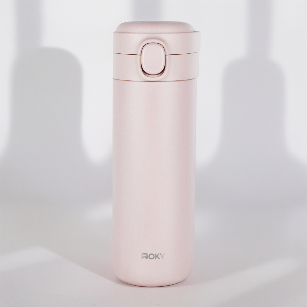 WOKY ワンプッシュタンブラー 400ml｜片手で飲める真空断熱ボトル・TICERAコーティング