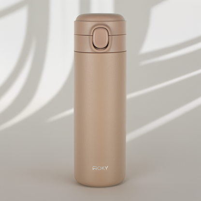 WOKY ワンプッシュタンブラー 400ml｜片手で飲める真空断熱ボトル・TICERAコーティング