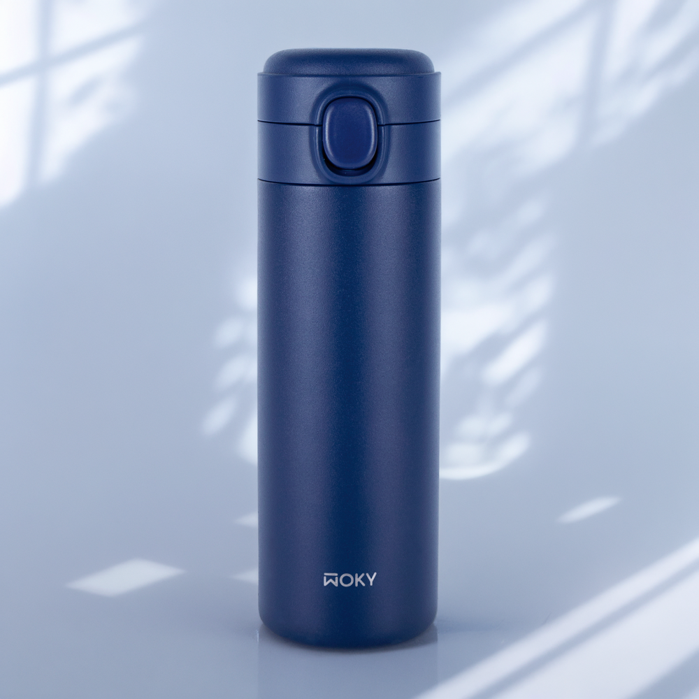WOKY ワンプッシュタンブラー 400ml｜片手で飲める真空断熱ボトル・TICERAコーティング