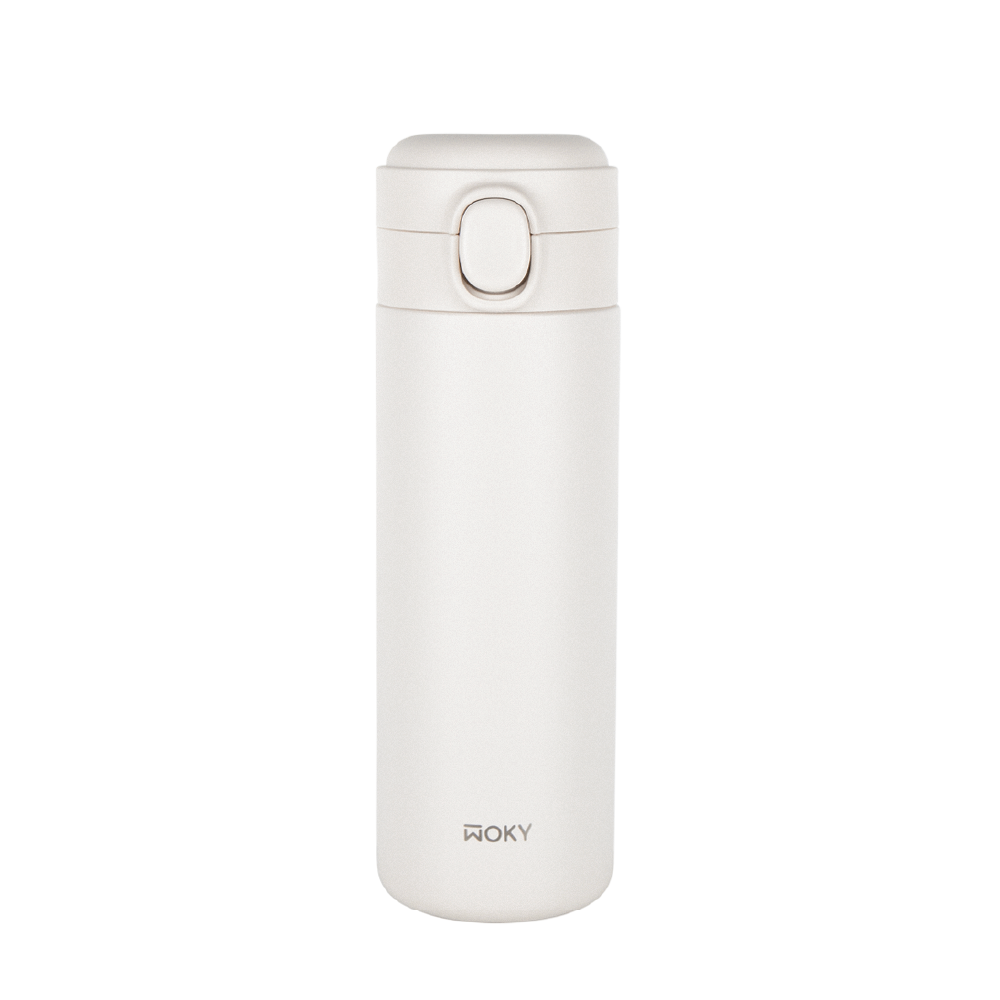 WOKY ワンプッシュタンブラー 400ml｜片手で飲める真空断熱ボトル・TICERAコーティング