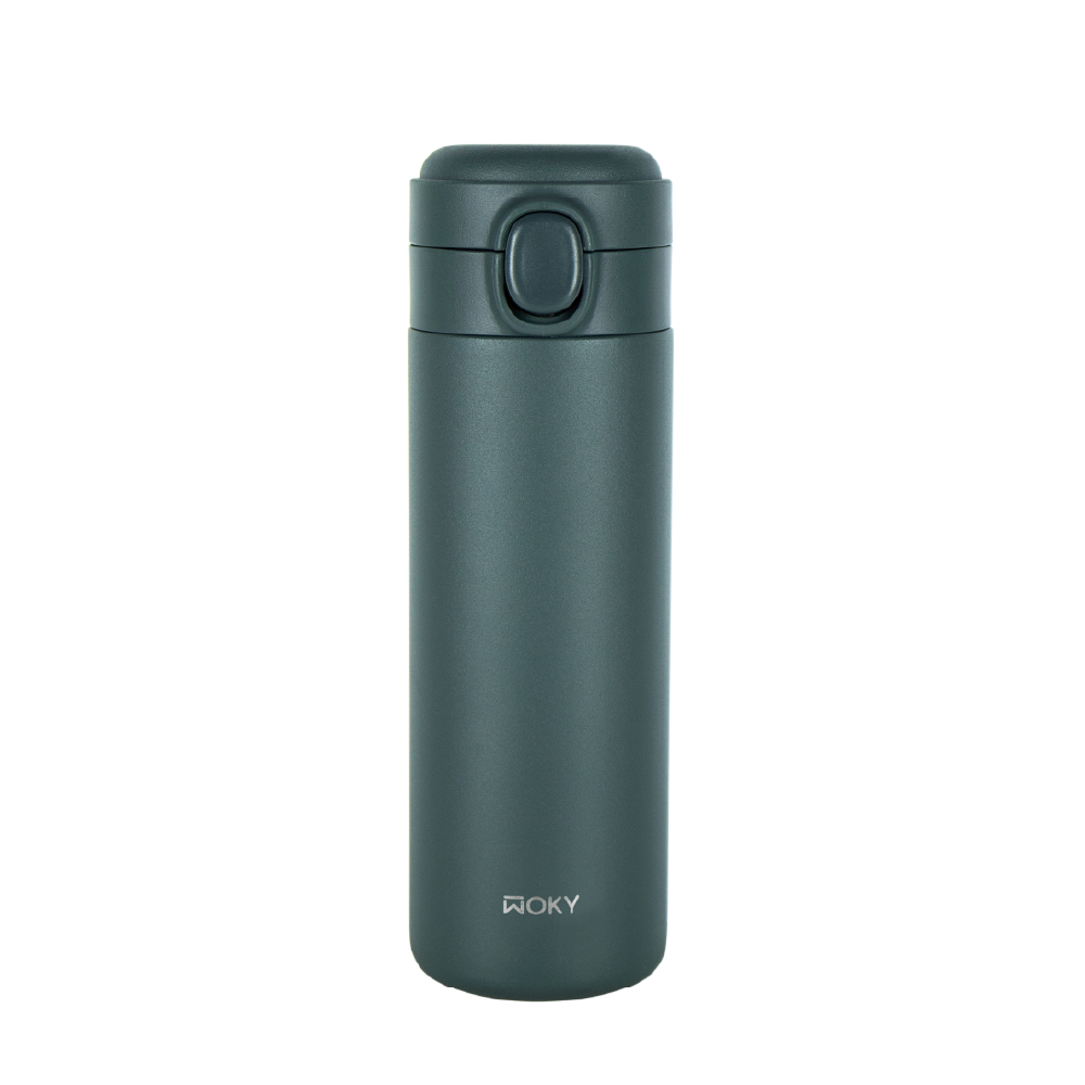 WOKY ワンプッシュタンブラー 400ml｜片手で飲める真空断熱ボトル・TICERAコーティング